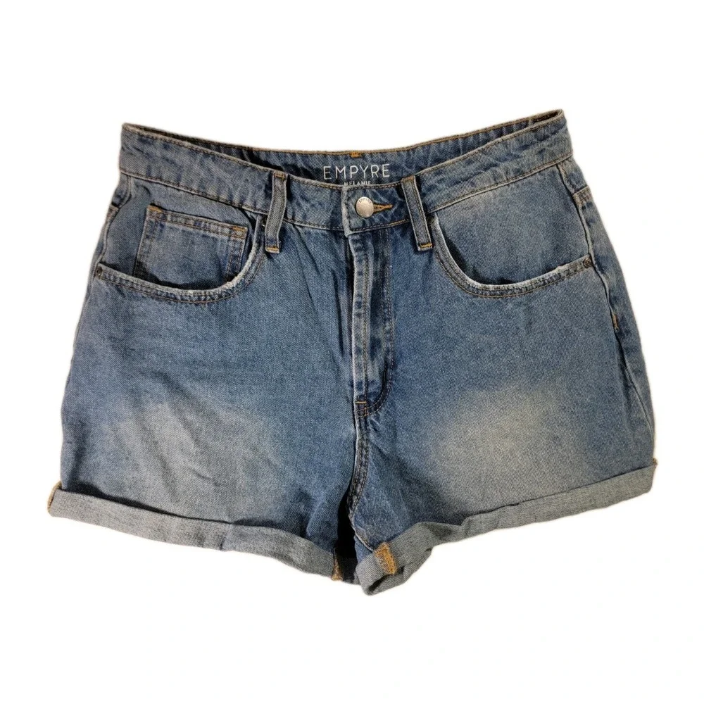 Empyre Melanie Denim Shorts Womens 7 Blue High Rise Cuffed 100% Cotton Jean‎